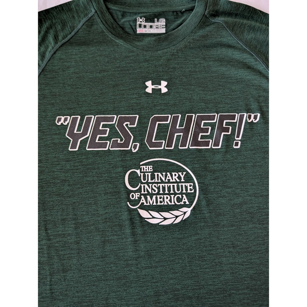 Under Armour Heat Gear Culinary Institute Of America Yes Chef! Men's Large Green